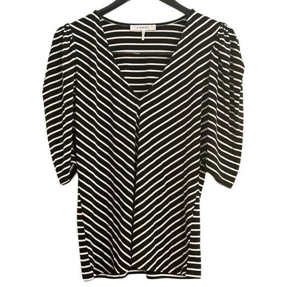 FRAME Puff Sleeve Striped Shirt Size Medium - Picture 1 of 4